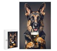 for Adults 1000 PCS Jigsaw Puzzle German Sheperd Beer Teenagers Puzzles Hands-on Game Home Decoration Challenging Game Gifts 1000 PCS