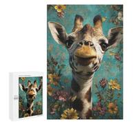 for Adults 1000 PCS Jigsaw Puzzle Giraffe Floral Background Jigsaw Puzzles for Adults Staycation Kill Time Every Piece Is Unique - Great Gift for Gaming 1000 PCS