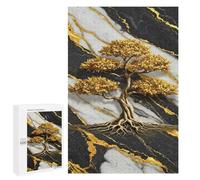 for Adults 1000 PCS Jigsaw Puzzle Golden Bonsai Tree on Marble Background Jigsaw for Adults Relaxing Games For Family Fun Challenging Game Gifts 1000 PCS