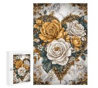 for Adults 1000 PCS Jigsaw Puzzle Golden Rose Bouquet Wall Art Jigsaw Puzzles for Adults Staycation Kill Time Every Piece Is Unique - Great Gift for Gaming 1000 PCS