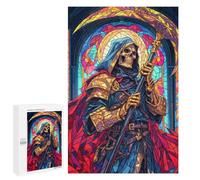 for Adults 1000 PCS Jigsaw Puzzle Grim Reaper Stained Glass Puzzle for Adults Family Game Precision Cutting Fun Activities at Home 1000 PCS