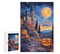 for Adults 1000 PCS Jigsaw Puzzle Halloween Castle with Jack-o'-Lanterns -1 Jigsaw Puzzles for Adults Staycation Kill Time Every Piece Is Unique - Great Gift for Gaming 1000 PCS