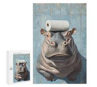 for Adults 1000 PCS Jigsaw Puzzle Hippos in The Bathroom A Unique Sight! Jigsaw Puzzles for Adults Staycation Kill Time Every Piece Is Unique - Great Gift for Gaming 1000 PCS