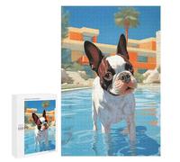 for Adults 1000 PCS Jigsaw Puzzle Hollywood Boston Terrier Puzzles for Adults Anti-Stress Toys Difficult Hard Fun Activities at Home 1000 PCS