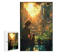for Adults 1000 PCS Jigsaw Puzzle Japan Cityscape with Cat Puzzles for Adults Anti-Stress Toys Difficult Hard Fun Activities at Home 1000 PCS