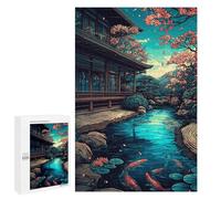 for Adults 1000 PCS Jigsaw Puzzle Japanese Garden with Koi Fish Pond Jigsaw Puzzles for Adults Staycation Kill Time Every Piece Is Unique - Great Gift for Gaming 1000 PCS