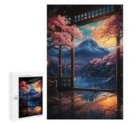 for Adults 1000 PCS Jigsaw Puzzle Japanese Sakura Sunset Art Jigsaw for Adults Relaxing Games For Family Fun Challenging Game Gifts 1000 PCS
