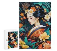 for Adults 1000 PCS Jigsaw Puzzle Japanese Woman in Floral Kimono Jigsaw for Adults Relaxing Games For Family Fun Challenging Game Gifts 1000 PCS