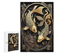 for Adults 1000 PCS Jigsaw Puzzle Koi Fish Golden Art Deco Puzzle for Adults Family Game Precision Cutting Fun Activities at Home 1000 PCS