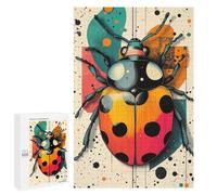 for Adults 1000 PCS Jigsaw Puzzle Ladybug Illustration Vibrant Ladybug Artwork in Abstract Style Adult Jigsaw Family Game Precision Cutting Unique Birthday And Xmas Gifts 1000 PCS