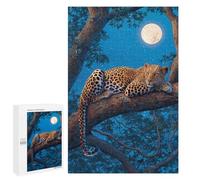 for Adults 1000 PCS Jigsaw Puzzle Leopard Moonlit Tree Branch Jigsaw Puzzles for Adults Staycation Kill Time Every Piece Is Unique - Great Gift for Gaming 1000 PCS