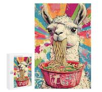 for Adults 1000 PCS Jigsaw Puzzle Llama Eating Ramen Japan Retro Teenagers Puzzles Hands-on Game Home Decoration Challenging Game Gifts 1000 PCS
