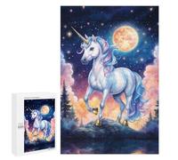 for Adults 1000 PCS Jigsaw Puzzle Magical Unicorn Under The Moonlight Teenagers Puzzles Hands-on Game Home Decoration Challenging Game Gifts 1000 PCS