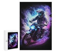 for Adults 1000 PCS Jigsaw Puzzle Motorcycle Rider in Neon Lights -1 Puzzle for Adults Family Game Precision Cutting Fun Activities at Home 1000 PCS