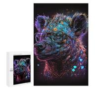 for Adults 1000 PCS Jigsaw Puzzle Neon Hyena with Glasses Puzzle for Adults Family Game Precision Cutting Fun Activities at Home 1000 PCS