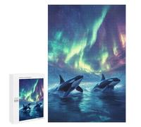 for Adults 1000 PCS Jigsaw Puzzle Orcas Under Aurora Borealis Jigsaw for Adults Relaxing Games For Family Fun Challenging Game Gifts 1000 PCS