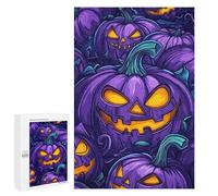 for Adults 1000 PCS Jigsaw Puzzle Purple Halloween Pumpkins Teenagers Puzzles Hands-on Game Home Decoration Challenging Game Gifts 1000 PCS