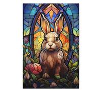 for Adults 1000 PCS Jigsaw Puzzle Rabbit Bunny Stained Glass Jigsaws for Adults Family Game Difficult Hard Challenging Game Gifts 1000 PCS
