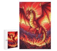 for Adults 1000 PCS Jigsaw Puzzle Red Dragon in Fiery Battle Scene Teenagers Puzzles Hands-on Game Home Decoration Challenging Game Gifts 1000 PCS