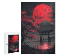 for Adults 1000 PCS Jigsaw Puzzle Red Moon Torii Gate Fuji Puzzles for Adults Anti-Stress Toys Difficult Hard Fun Activities at Home 1000 PCS