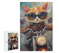 for Adults 1000 PCS Jigsaw Puzzle Rider Cat Biker Style -1 Jigsaw Puzzles for Adults Staycation Kill Time Every Piece Is Unique - Great Gift for Gaming 1000 PCS