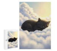 for Adults 1000 PCS Jigsaw Puzzle Sleeping Kitten on Clouds Teenagers Puzzles Hands-on Game Home Decoration Challenging Game Gifts 1000 PCS
