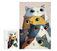 for Adults 1000 PCS Jigsaw Puzzle Stack of Colorful Cats Illustration Jigsaw for Adults Relaxing Games For Family Fun Challenging Game Gifts 1000 PCS