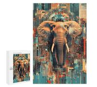 for Adults 1000 PCS Jigsaw Puzzle Urban Elephant Abstract Art Print Jigsaw Puzzles for Adults Staycation Kill Time Every Piece Is Unique - Great Gift for Gaming 1000 PCS