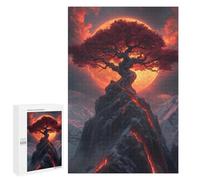 for Adults 1000 PCS Jigsaw Puzzle Volcanic Tree Under Fiery Sky Jigsaw for Adults Relaxing Games For Family Fun Challenging Game Gifts 1000 PCS