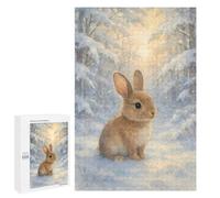 for Adults 1000 PCS Jigsaw Puzzle Watercolor Rabbit in Winter Forest Jigsaw for Adults Relaxing Games For Family Fun Challenging Game Gifts 1000 PCS