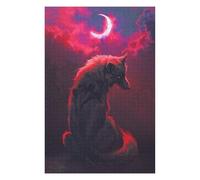 for Adults 1000 PCS Jigsaw Puzzle Wolf Under The Blood Moon Jigsaws for Adults Family Game Difficult Hard Challenging Game Gifts 1000 PCS