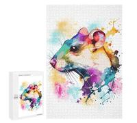 for Adults 1000 PCS Puzzle Abstract Watercolor Rat Jigsaw Relax Games Perfect Decoration Unique Gifts for Birthday And Christmas 1000 PCS