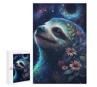 for Adults 1000 PCS Puzzle Galactic Sloth with Flowers-9 Jigsaw Puzzles for Adults But Fun And Humorous for Birthday, Chrismas for Is Ideal As A Gift 1000 PCS