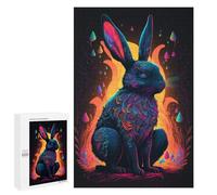 for Adults 1000 PCS Puzzle Glowing Neon Rabbit Art Print-1 Jigsaw Puzzles for Adults But Fun And Humorous for Birthday, Chrismas for Is Ideal As A Gift 1000 PCS