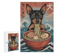 for Adults 1000 PCS Puzzle Miniature Pinscher Eating Ramen Jigsaw Relax Games Perfect Decoration Unique Gifts for Birthday And Christmas 1000 PCS