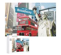 for Adults 1000 PCS Puzzle New York City Landmarks Statue of Liberty, Broadway Sign, Double-Decker Bus Adult Puzzles Hands-on Game Improve Memory Unique Gifts for Birthday And Christmas 1000 PCS