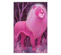 for Adults 1000 PCS Puzzle Pink Lion in A Forest Illustration Teenagers Puzzles Hands-on Game Pattern Assembly Unique Gifts for Birthday And Christmas 1000 PCS