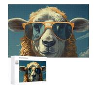 for Adults 1000 PCS Puzzle Sheep with Sunglasses Wall Art Print Adult Puzzles Hands-on Game Improve Memory Unique Gifts for Birthday And Christmas 1000 PCS