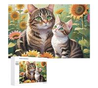 for Adults 1000 PCS Puzzle Sunflower Cat Garden Adult Puzzles Hands-on Game Improve Memory Unique Gifts for Birthday And Christmas 1000 PCS