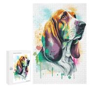for Adults 1000 PCS Puzzle Watercolor Basset Hound Jigsaw Relax Games Perfect Decoration Unique Gifts for Birthday And Christmas 1000 PCS