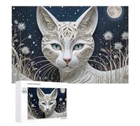 for Adults 1000 PCS Puzzle Whimsical Night Cat Art Print Adult Puzzles Hands-on Game Improve Memory Unique Gifts for Birthday And Christmas 1000 PCS