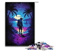 for Adults 1000 Piece Alone at The Night Beach Jigsaw Puzzles for Adults Wood Puzzle Difficult And Challenge 75x50cm
