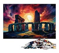 for Adults 1000 Piece Color Illustration of Stonehenge Jigsaw Puzzle for Adults Paper Jigsaw Fun Puzzles Games 1000 PCS(38x26cm)