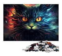 for Adults 1000 Piece Colorful Psychedelic Maine Coon Cat Jigsaw Puzzle for Adults Paper Jigsaw Fun Puzzles Games 1000 PCS(38x26cm)