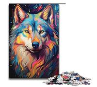 for Adults 1000 Piece Colorful Psychedelic Siberian Husky Jigsaw Puzzles for Adults Wood Puzzle Difficult And Challenge 1000 PCS(38x26cm)