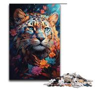for Adults 1000 Piece Colorful Psychedelic Snow Leopard Jigsaw Puzzles for Adults Wood Puzzle Difficult And Challenge 1000 PCS(38x26cm)