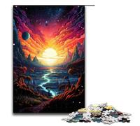 for Adults 1000 Piece Colorful Psychedelic Sunset Landscape Jigsaw Puzzles for Adults Wood Puzzle Difficult And Challenge 1000 PCS(75x50cm)
