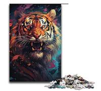 for Adults 1000 Piece Colorful Psychedelic Tiger Jigsaw Puzzles for Adults Wood Puzzle Difficult And Challenge 1000 PCS(38x26cm)