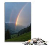 for Adults 1000 Piece Double Rainbow Across The Valley after The Rain Jigsaw Puzzles for Adults Wood Puzzle Difficult And Challenge 1000 PCS(75x50cm)
