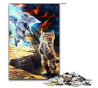 for Adults 1000 Piece Jesus Cat Praying Jigsaw Puzzles for Adults Wood Puzzle Difficult And Challenge 75x50cm